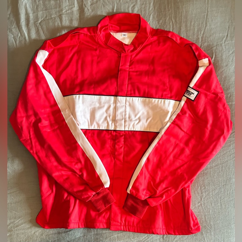Mens 3XL 3-2A5 Fire Retardant race jacket red and white